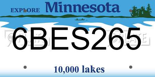 6BES265 Minnesota License Plate