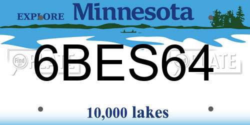 6BES64 Minnesota License Plate