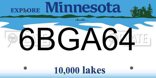 6BGA64 Minnesota License Plate