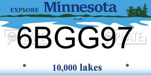 6BGG97 Minnesota License Plate