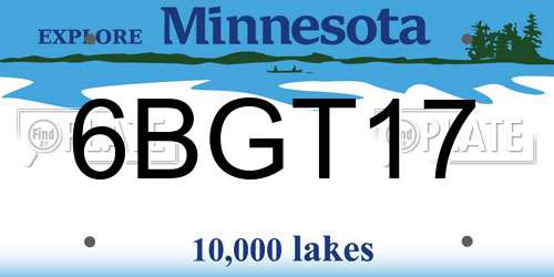 6BGT17 Minnesota License Plate