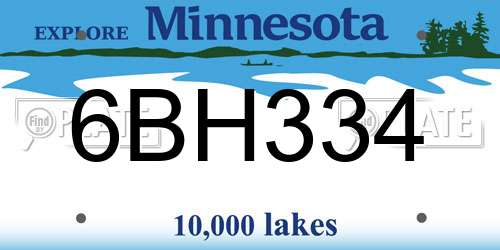 6BH334 Minnesota License Plate