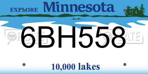 6BH558 Minnesota License Plate