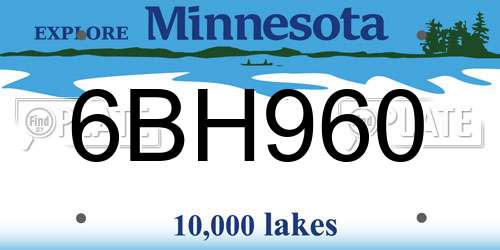 6BH960 Minnesota License Plate