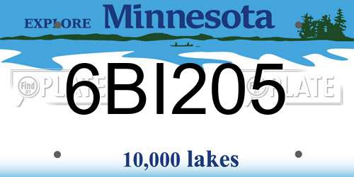 6BI205 Minnesota License Plate