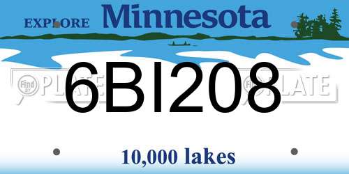 6BI208 Minnesota License Plate