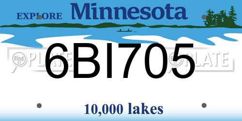 6BI705 Minnesota License Plate