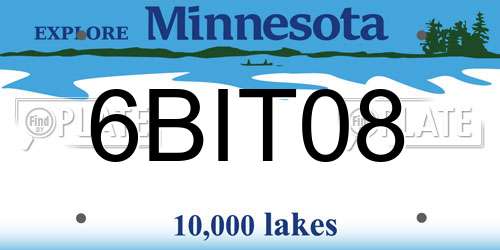 6BIT08 Minnesota License Plate