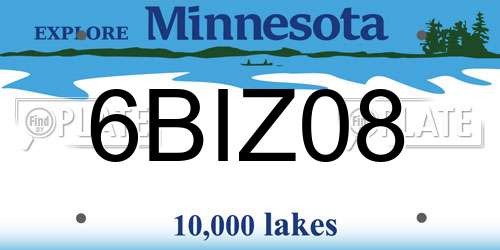 6BIZ08 Minnesota License Plate