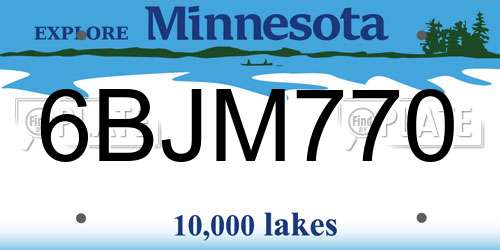 6BJM770 Minnesota License Plate
