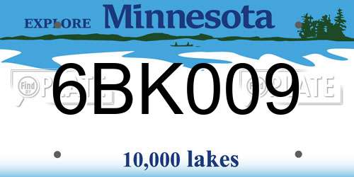 6BK009 Minnesota License Plate
