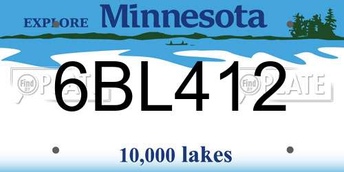 6BL412 Minnesota License Plate