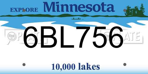 6BL756 Minnesota License Plate