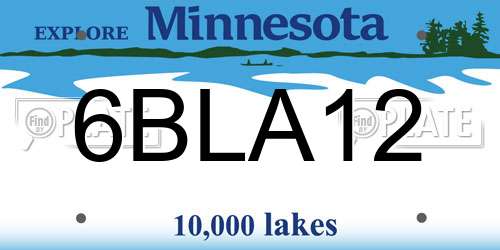 6BLA12 Minnesota License Plate