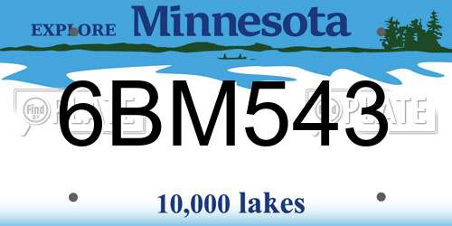6BM543 Minnesota License Plate