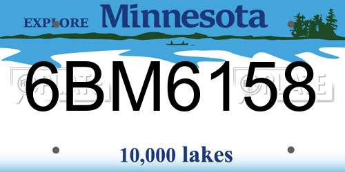 6BM6158 Minnesota License Plate