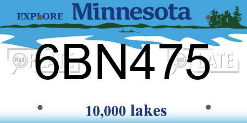 6BN475 Minnesota License Plate