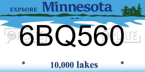 6BQ560 Minnesota License Plate