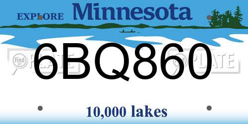6BQ860 Minnesota License Plate