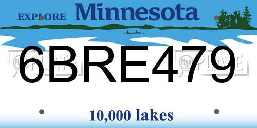 6BRE479 Minnesota License Plate