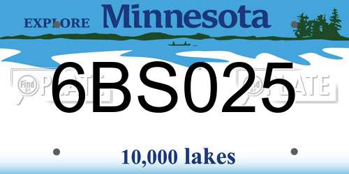 6BS025 Minnesota License Plate