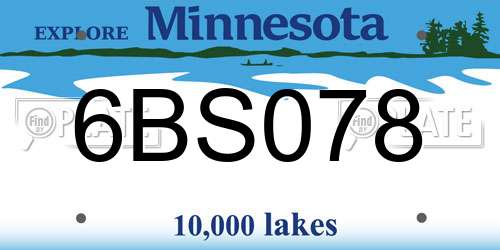 6BS078 Minnesota License Plate