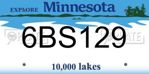 6BS129 Minnesota License Plate