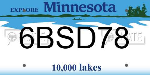 6BSD78 Minnesota License Plate