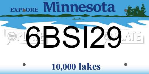 6BSI29 Minnesota License Plate