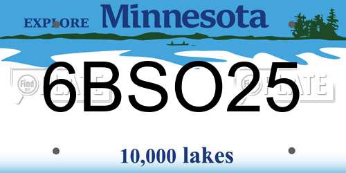 6BSO25 Minnesota License Plate