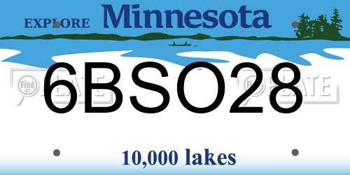 6BSO28 Minnesota License Plate