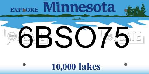 6BSO75 Minnesota License Plate