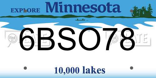6BSO78 Minnesota License Plate