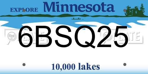 6BSQ25 Minnesota License Plate