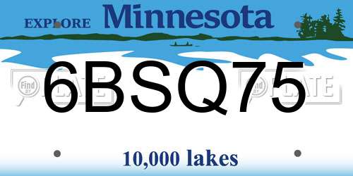 6BSQ75 Minnesota License Plate