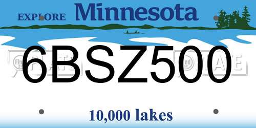 6BSZ500 Minnesota License Plate