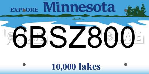 6BSZ800 Minnesota License Plate