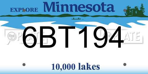 6BT194 Minnesota License Plate
