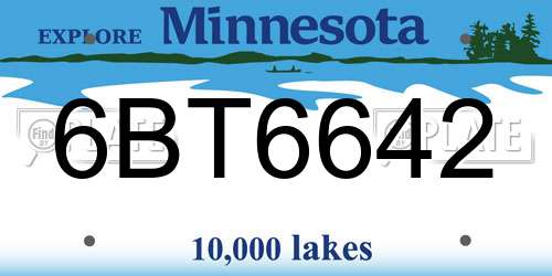 6BT6642 Minnesota License Plate