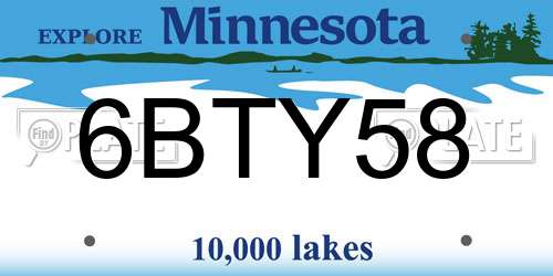 6BTY58 Minnesota License Plate