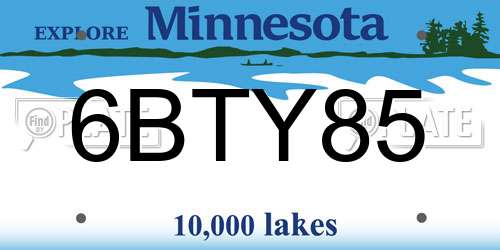 6BTY85 Minnesota License Plate