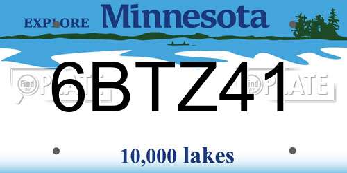 6BTZ41 Minnesota License Plate