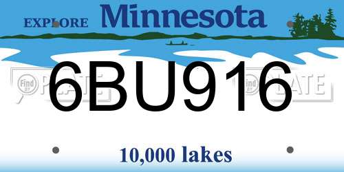 6BU916 Minnesota License Plate
