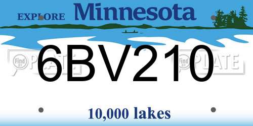 6BV210 Minnesota License Plate