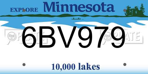 6BV979 Minnesota License Plate