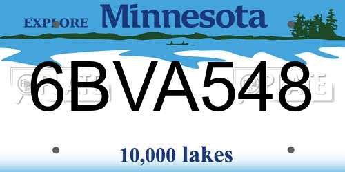 6BVA548 Minnesota License Plate