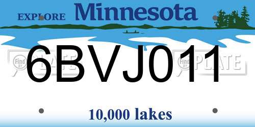 6BVJ011 Minnesota License Plate