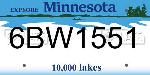 6BW1551 Minnesota License Plate