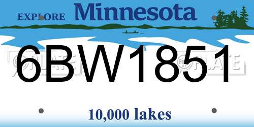 6BW1851 Minnesota License Plate