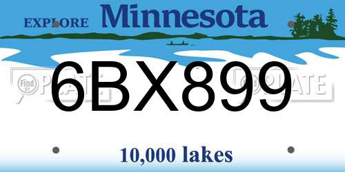 6BX899 Minnesota License Plate